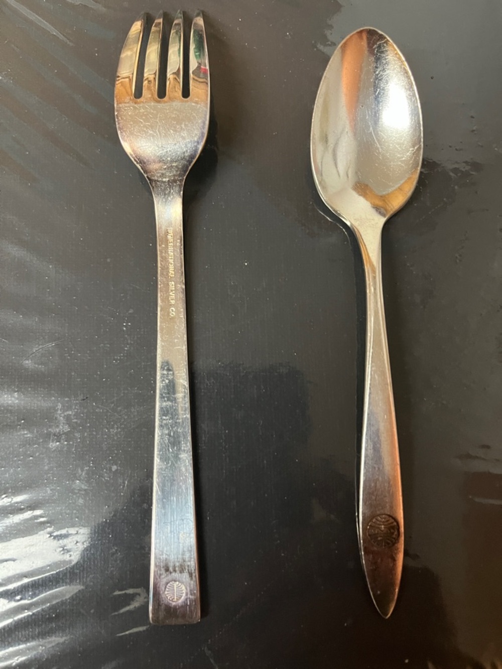 Vintage Pan American Sterling silver Serving Fork and Spoon Set - Silver